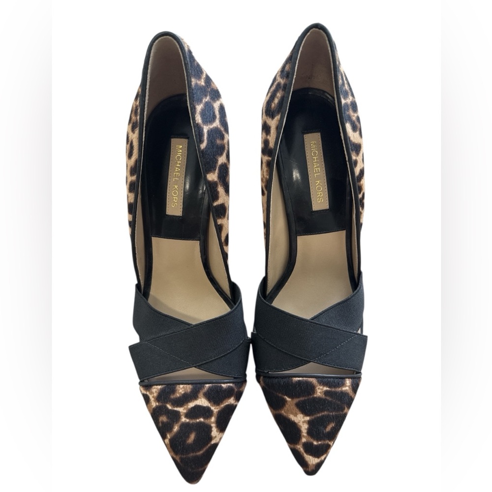 MICHAEL KORS STRAPPY LEOPARD POINTED TOE PUMPS SIZE 8.5 GUC - Picture 4 of 5